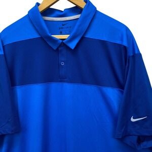Nike Golf Dri-FIT Polo Shirt Mens XXL Blue Colorblock Mesh Performance Top